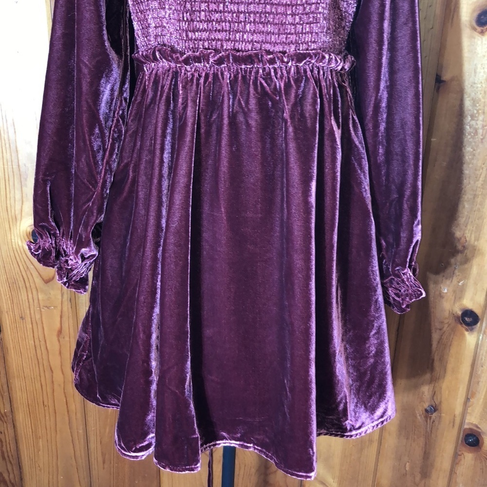 Free people Movement Women's Daphne Velvet Sleeve Mini Dress roan rouge … - Picture 8 of 16